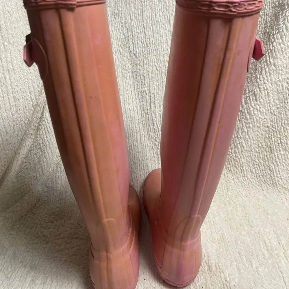 Hunter faded Pink Tall Rubber knee high Rain Boots Size7M